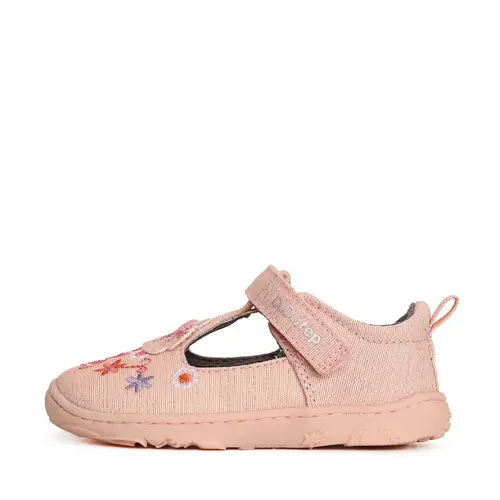 Pantofi barefoot,decupati, primii pași, material textil, roz, floricele, D.D.Step- C077-41418A-25-D.D. Step