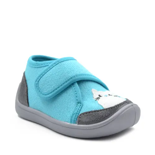 Pantofi barefoot copii, material textil, Elf Pascal, turcoaz, pisica, Bar3foot- 2BE4/5R-21-Bar3foot