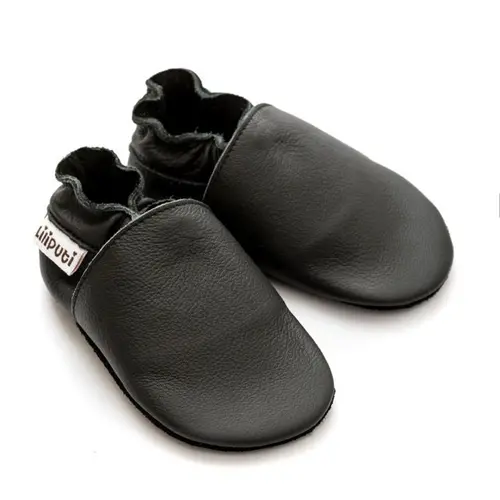 Pantofi de interior din piele naturala, talpa din piele intoarsa, Black Panter, Liliput- 2006001012965-Liliputi