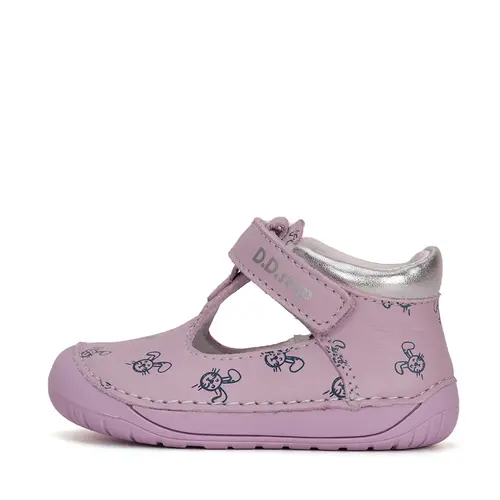 Pantofi decupati, piele naturala, primii pași, Barefoot, lila, iepurasi, D.D.Step- H070-41464C-25-D.D. Step
