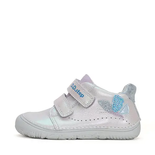 Pantofi din piele naturala, fete, barefoot, argintiu irizat, fluture, D.D.Step- S073-41984A-25-D.D. Step