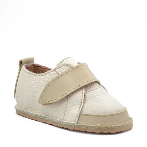 Pantofi din piele pentru copii, talpa cauciuc, crem- RO-102-1-24-By Pebebe