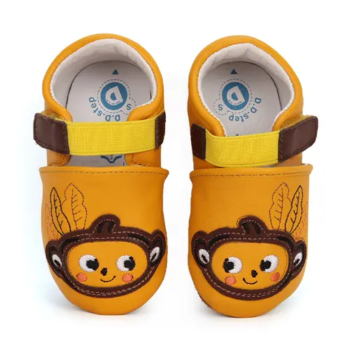 Pantofi primii pasi, interior,  piele naturala, galben, maimuta, D.D.Step- K1596-41742-22/23-D.D. Step