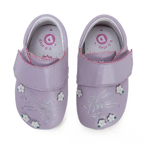Pantofi primii pasi, interior,  piele naturala, mov, flori, D.D.Step- K1596-41332-22/23-D.D. Step