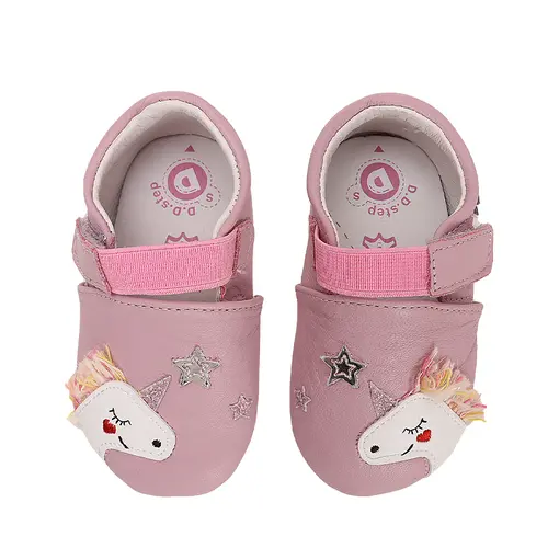 Pantofi primii pasi, interior,  piele naturala, roz, unicorn, D.D.Step- K1596-41516-22/23-D.D. Step