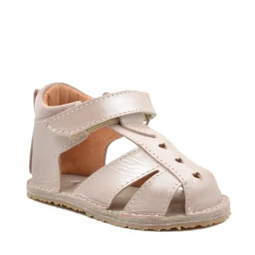Sandale copii, primii pasi, piele naturala, talpa flexibila si inchidere cu scai, roz perlat- RO-100-1-24-By Pebebe