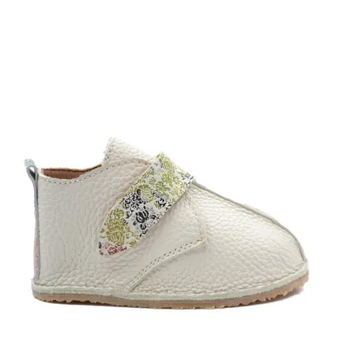 Ghete barefoot copii, piele naturala, talpa flexibila, crem cu bareta imprimeu,- RO-104-14-24-By Pebebe Ghete barefoot copii, piele naturala, talpa flexibila, crem cu bareta imprimeu,- RO-104-14-24-By Pebebe