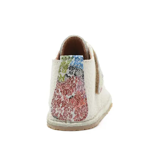 Ghete barefoot copii, piele naturala, talpa flexibila, crem cu bareta imprimeu,- RO-104-14-24-By Pebebe Ghete barefoot copii, piele naturala, talpa flexibila, crem cu bareta imprimeu,- RO-104-14-24-By Pebebe