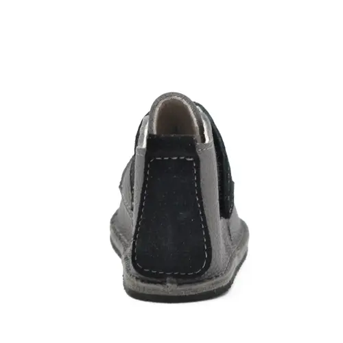Ghete barefoot copii, piele naturala, talpa flexibila, gri cu bareta neagra - RO-104-11-24- Ghete barefoot copii, piele naturala, talpa flexibila, gri cu bareta neagra - RO-104-11-24-