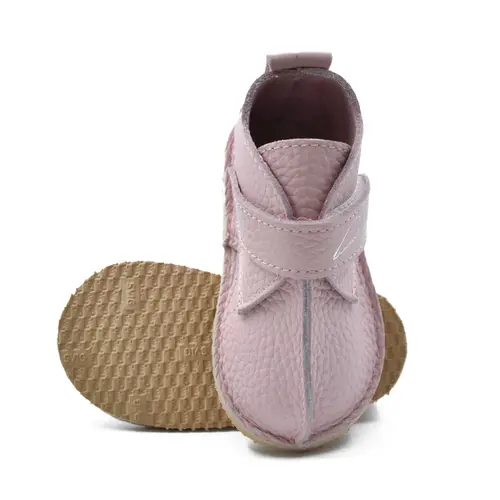 Ghete barefoot copii, piele naturala, talpa flexibila, roz lila, - RO-104-7-24-