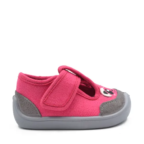 Pantofi barefoot copii, decupati, material textil, Elf Texas, roz, ursulet, Bar3foot- 2BE8/6R-25-Bar3foot