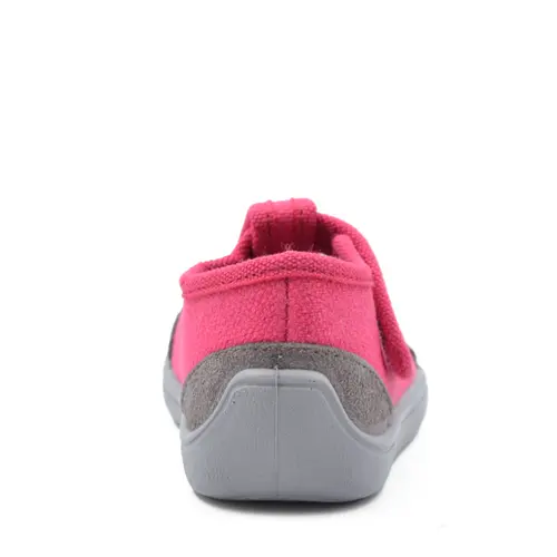 Pantofi barefoot copii, decupati, material textil, Elf Texas, roz, ursulet, Bar3foot- 2BE8/6R-25-Bar3foot