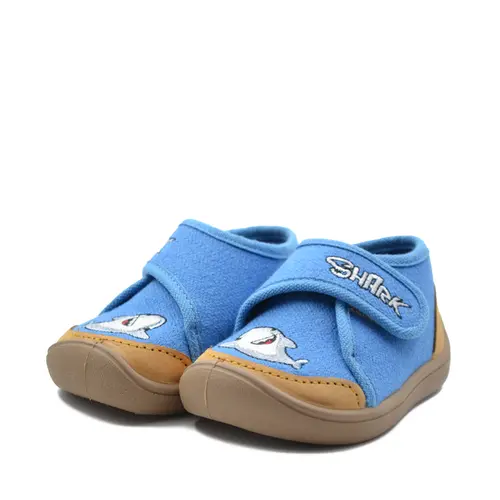 Pantofi barefoot copii, material textil, Elf Pascal, albastru, rechin, Bar3foot- 2BE4/3R-25-Bar3foot