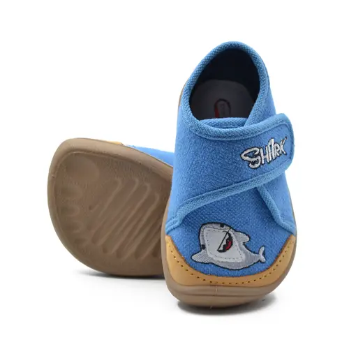 Pantofi barefoot copii, material textil, Elf Pascal, albastru, rechin, Bar3foot- 2BE4/3R-25-Bar3foot