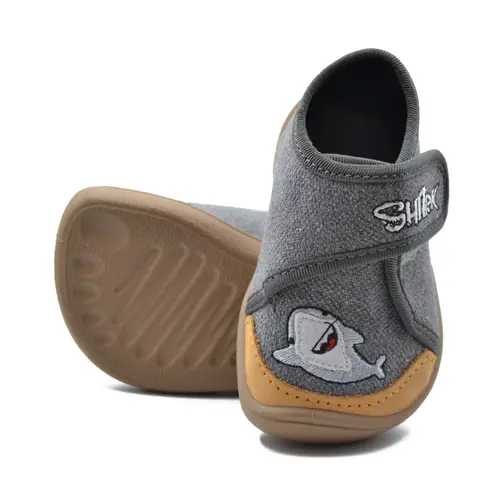 Pantofi barefoot copii, material textil, Elf Pascal, gri inchis, rechin, Bar3foot- 2BE4/4R-21-Bar3foot