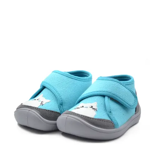 Pantofi barefoot copii, material textil, Elf Pascal, turcoaz, pisica, Bar3foot- 2BE4/5R-21-Bar3foot