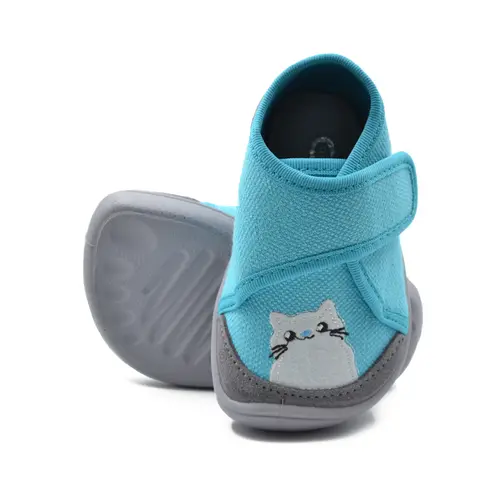 Pantofi barefoot copii, material textil, Elf Pascal, turcoaz, pisica, Bar3foot- 2BE4/5R-21-Bar3foot
