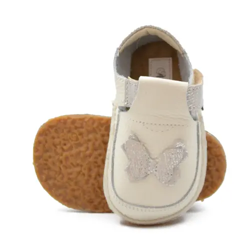 Pantofi barefoot, primii pasi, piele naturala, talpa flexibila, alb, fluturas, Magnolia- Ari-013-17-Ariana Baby Shoes Pantofi barefoot, primii pasi, piele naturala, talpa flexibila, alb, fluturas, Magnolia- Ari-013-17-Ariana Baby Shoes