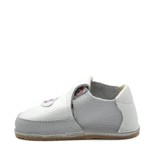 Pantofi barefoot, primii pasi, piele naturala, talpa flexibila, alb, monstruleti, Supreme- Ari-010-17-Ariana Baby Shoes