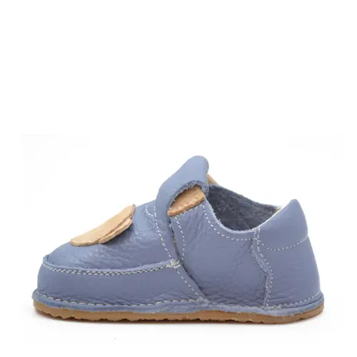 Pantofi barefoot, primii pasi, piele naturala, talpa flexibila, albastru, ursulet, Elvin- Ari-012-17-Ariana Baby Shoes