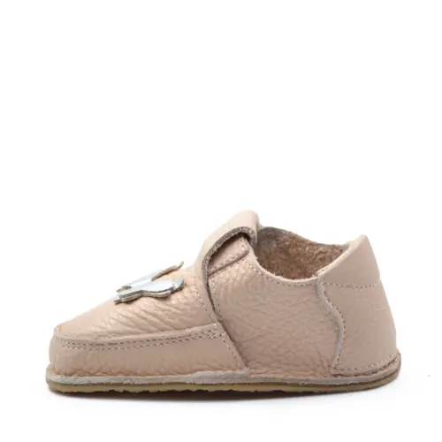 Pantofi barefoot, primii pasi, piele naturala, talpa flexibila, roz pudra, fluturas, Regina- Ari-007-16-Ariana Baby Shoes