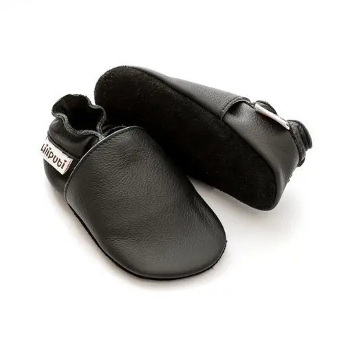 Pantofi de interior din piele naturala, talpa din piele intoarsa, Black Panter, Liliput- 2006001012965-Liliputi