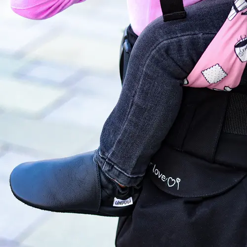 Pantofi de interior din piele naturala, talpa din piele intoarsa, Black Panter, Liliput- 2006001012965-Liliputi