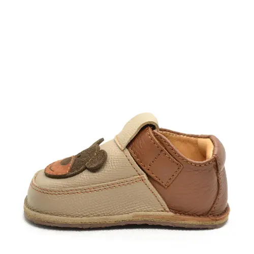 Pantofi primii pasi, barefoot, piele naturala, talpa flexibila, bej, ursulet- RO-16-13-23-By Pebebe Pantofi primii pasi, barefoot, piele naturala, talpa flexibila, bej, ursulet- RO-16-13-23-By Pebebe