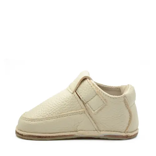 Pantofi din piele moale cu talpa flexibila si captuseala, crem- RO-15-3-24-By Pebebe