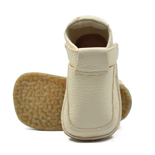 Pantofi din piele moale cu talpa flexibila si captuseala, crem- RO-15-3-24-By Pebebe