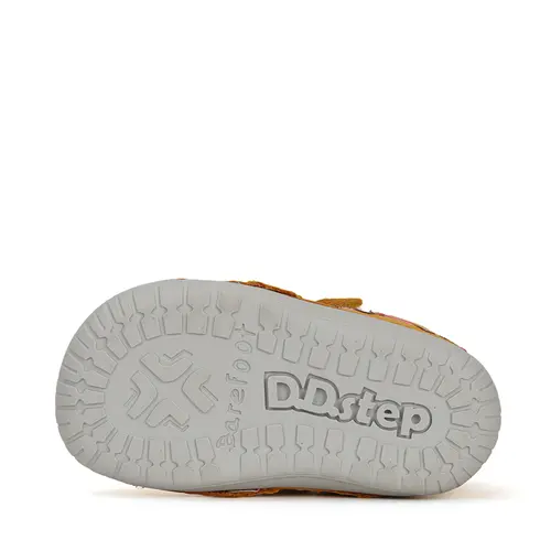 Pantofi din piele naturala, baieti, barefoot, galben, masina de pompieri, D.D.Step- S070-41783A-25-