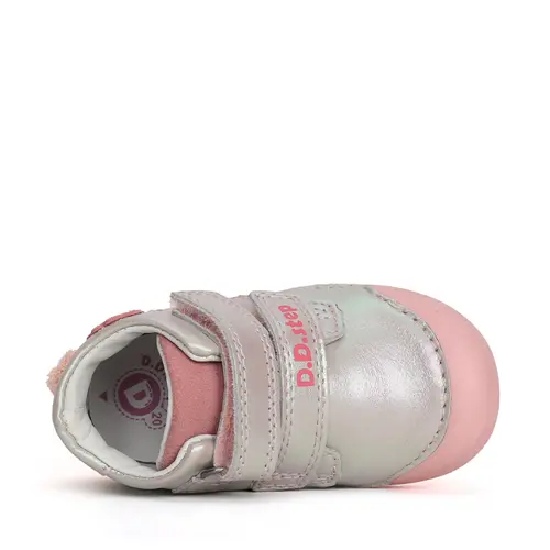 Pantofi din piele naturala, barefoot, argintiu sidef, pudel, D.D.Step_S066-41382B-25_Pebebe