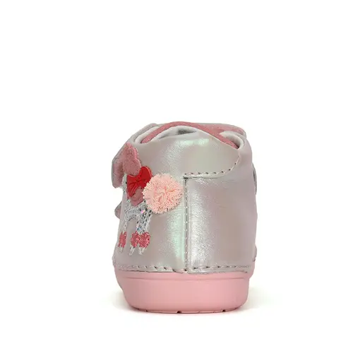 Pantofi din piele naturala, barefoot, argintiu sidef, pudel, D.D.Step_S066-41382B-25_Pebebe