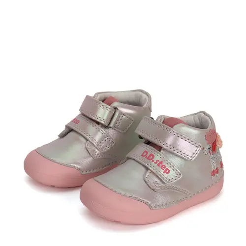 Pantofi din piele naturala, barefoot, argintiu sidef, pudel, D.D.Step_S066-41382B-25_Pebebe