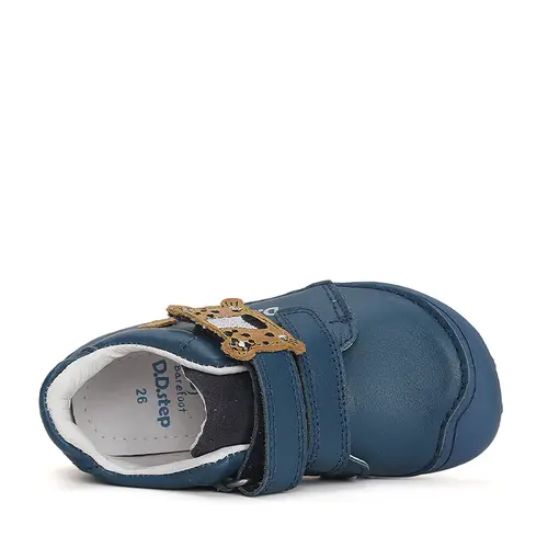 Pantofi din piele naturala, baieti, barefoot, albastru, tigru, D.D.Step- S073-41369-25-D.D. Step