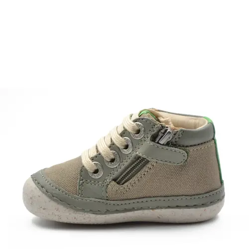 Pantofi Sonistreet, piele naturala si material textil, talpa flexibila, khaki verde, Kickers- 928060-10-201-24-Kickers