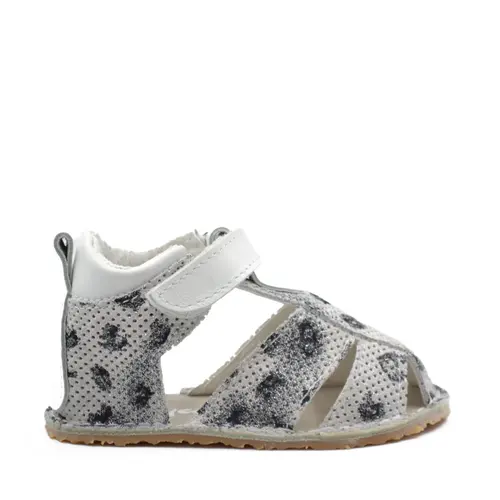 Sandale copii, barefoot, primii pasi, piele naturala, talpa flexibila, inchidere cu scai, alb imprimeu- RO-103-3-24-By Pebebe Sandale copii, barefoot, primii pasi, piele naturala, talpa flexibila, inchidere cu scai, alb imprimeu- RO-103-3-24-By Pebebe