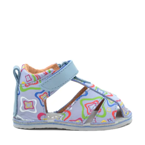Sandale copii, barefoot, primii pasi, piele naturala, talpa flexibila, inchidere cu scai, albalbastru cu imprimeu- RO-103-6-24-By Pebebe Sandale copii, barefoot, primii pasi, piele naturala, talpa flexibila, inchidere cu scai, albalbastru cu imprimeu- RO-103-6-24-By Pebebe
