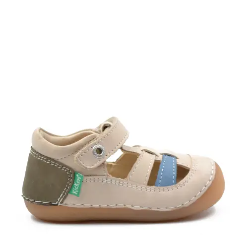 Sandale Sushy, piele naturala, talpa flexibila, bej khaki, Kickers- 611086-10-113-25-Kickers