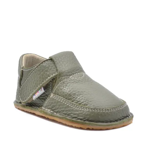 Pantofi barefoot, primii pasi, piele naturala, talpa flexibila, verde khaki, Marcus- Ari-020-7-17-Ariana Baby Shoes