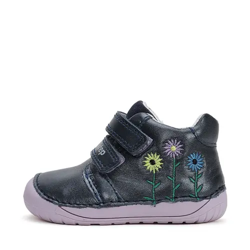 Pantofi copii, piele naturala, barefoot, bleumarin, flori, D.D.Step- S070-42771A-25-D.D. Step