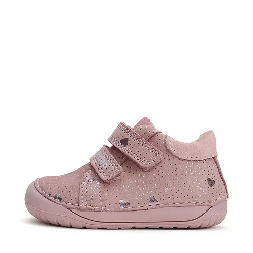 Pantofi copii, piele naturala, barefoot, roz sidef, inimioare, D.D.Step- S070-42189A-25-D.D. Step