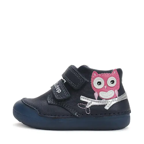 Pantofi copii, piele naturala, talpa fosforescenta, bleumarin, bufnita, D.D.Step- S066-42820B-25-D.D. Step