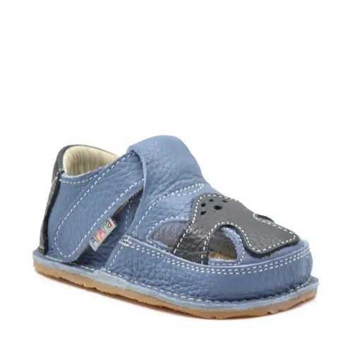 Sandale barefoot, primii pasi, piele naturala, talpa flexibila, albastru, GENES- Ari-100-1-17-Ariana Baby Shoes