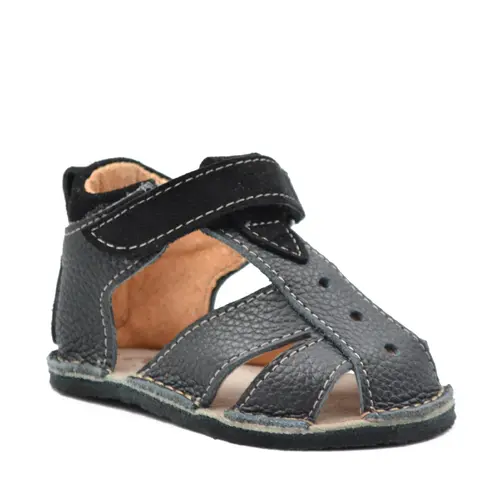 Sandale copii, barefoot, primii pasi, piele naturala, talpa flexibila, inchidere cu scai, negru- RO-100-5-24-By Pebebe Sandale copii, barefoot, primii pasi, piele naturala, talpa flexibila, inchidere cu scai, negru- RO-100-5-24-By Pebebe