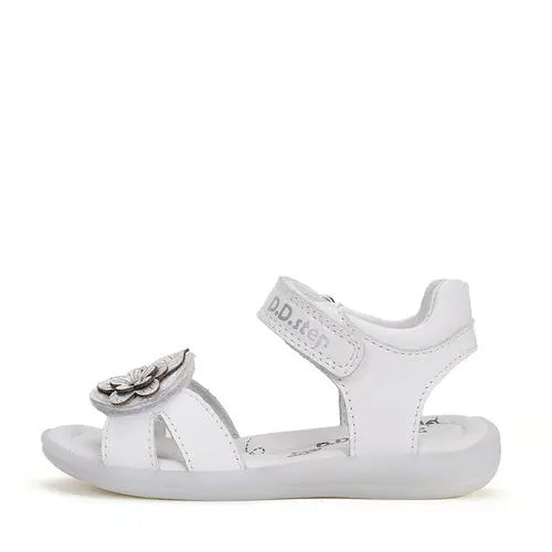 Sandale fete, piele naturala, alb cu floare argintie, D.D.Step- G072-41786BM-31-D.D. Step
