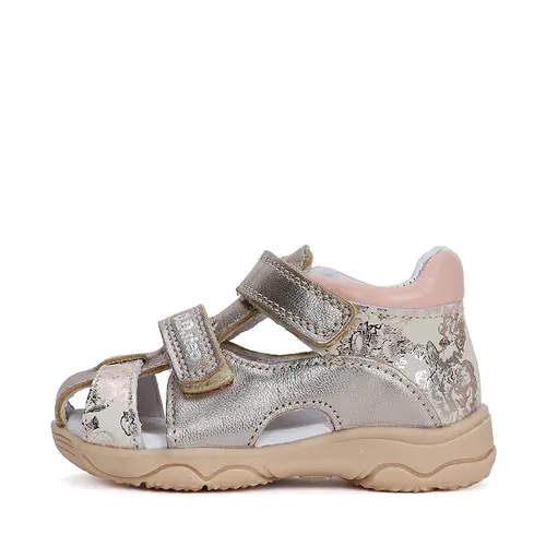 Sandale fete, piele naturala, auriu, imprimeu flori, D.D.Step- G064-41911A-25-D.D. Step