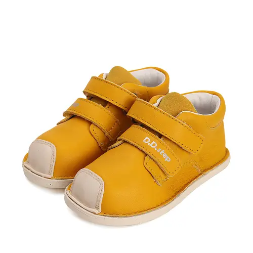 Pantofi barefoot copii, piele naturala, talpa din cauciuc, galben, D.D.Step- S085-41744-26-D.D. Step
