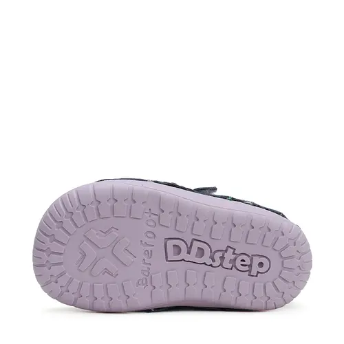 Pantofi copii, piele naturala, barefoot, bleumarin, flori, D.D.Step- S070-42771A-25-D.D. Step