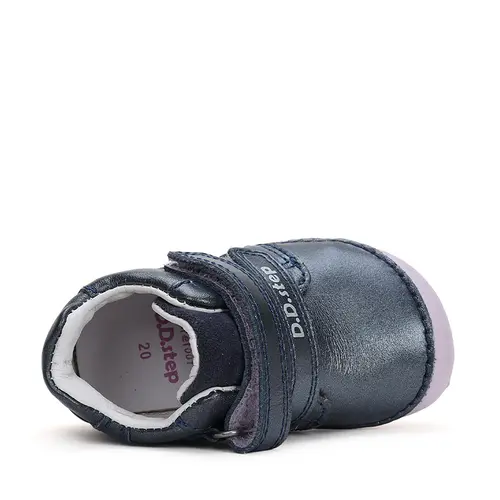 Pantofi copii, piele naturala, barefoot, bleumarin, flori, D.D.Step- S070-42771A-25-D.D. Step